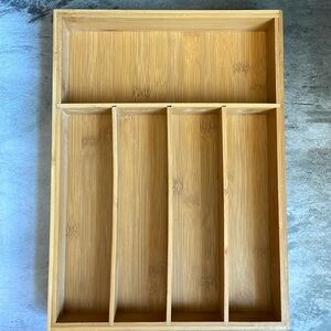 Bamboo Drawer Organizer | 5 Compartment Sliverware Flatware Box